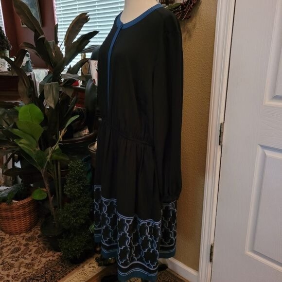 Lane Bryant Dress Party Cocktail Black Blue Geometric Print Size 18 1X - Picture 6 of 9